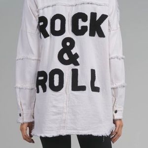 rock and roll white denim jacket